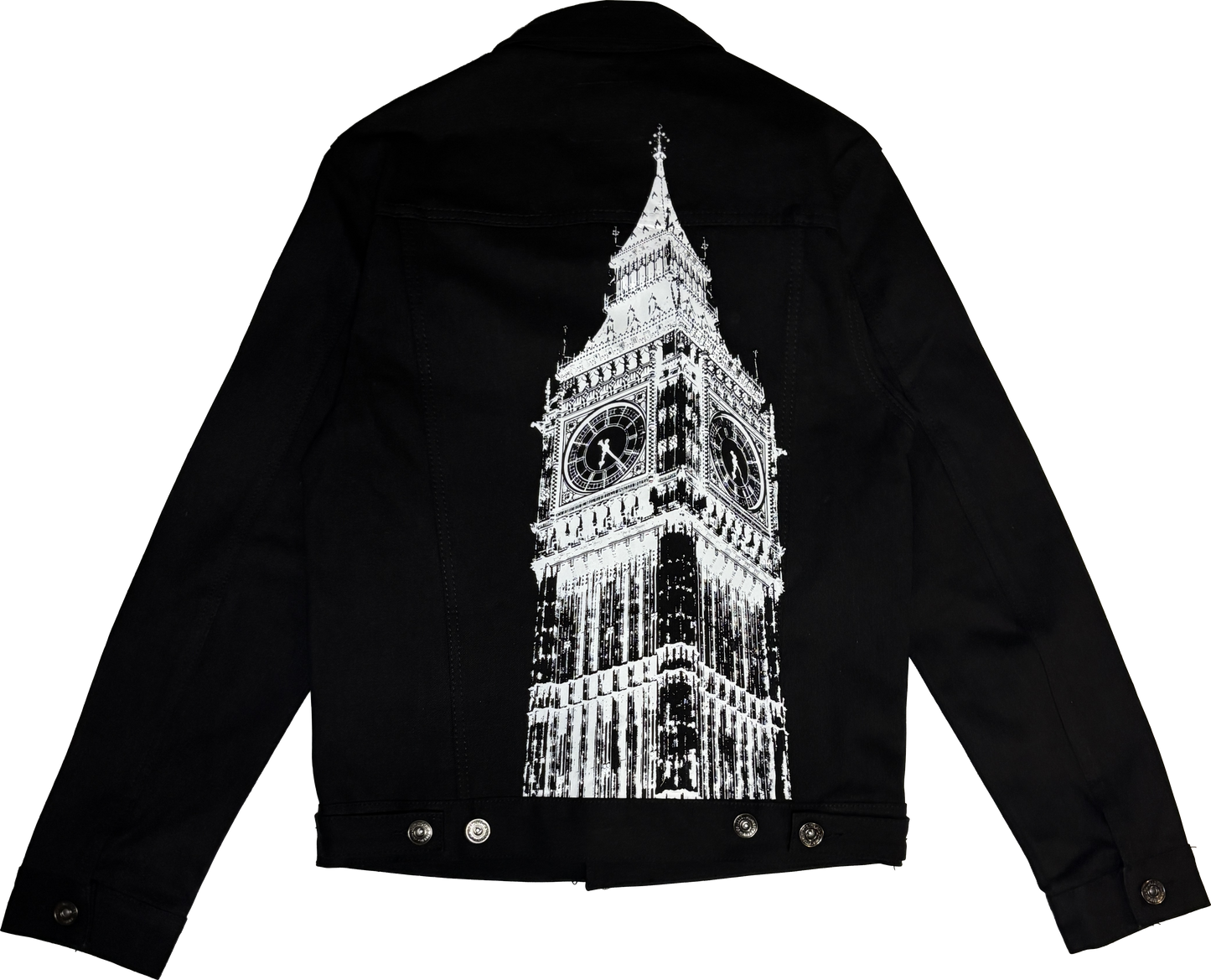 London Clock Jet Black Denim Jacket